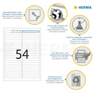 HERMA Removable inscription strips A4 96x10 mm white Movables-removable paper matt 1350 pcs.