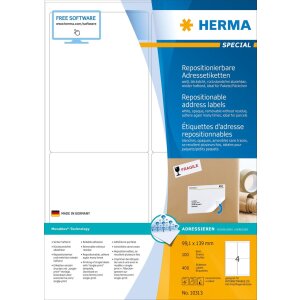 HERMA Labels white Movables/removable 99,1x139 A4 400 pcs.