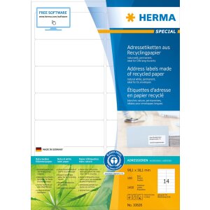 HERMA Address labels natural white 99,1x38,1 A4 recycled...