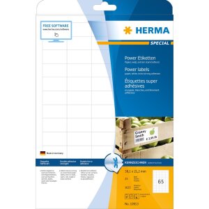 HERMA Labels 38,1x21,2 A4 Power labels 1625 pcs.