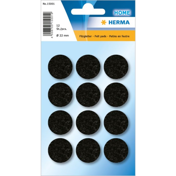 HERMA Protectiv feltpads black Ø 22 mm