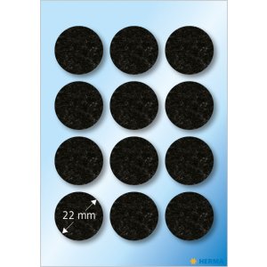 HERMA Protectiv feltpads black Ø 22 mm