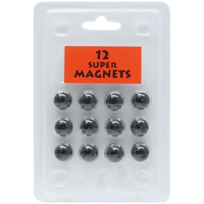 Blister pack 12 magnets black