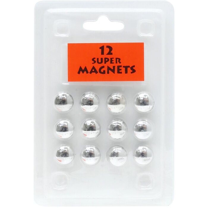 Blister pack 12 magnets silver