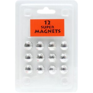 Blister pack 12 magnets silver