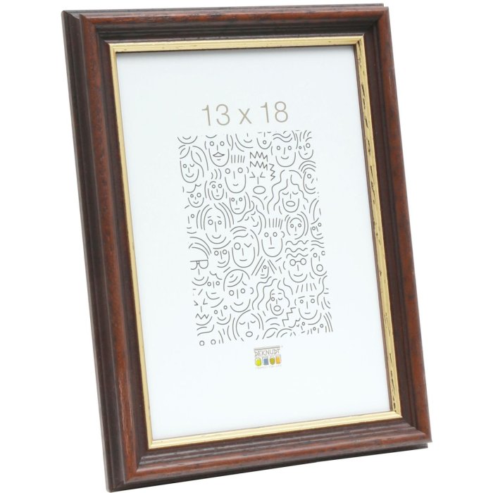 Deknudt Wooden Frame S406 walnut 9x13 cm gold edge