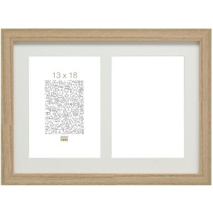 Wooden gallery frame S66KB2 beige 2 photos 10x15 cm