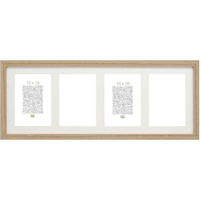 Wooden gallery frame S66KB4 beige 4 photos 13x18 cm