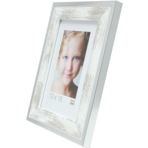 Deknudt wooden frame S43RE 10x15 cm white - silver edge