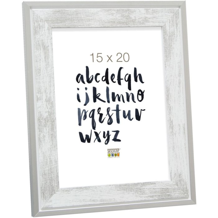 Deknudt wooden frame S43RE 20x30 cm white - silver edge