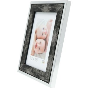 Deknudt wooden frame S43RE 15x15 cm black - silver edge