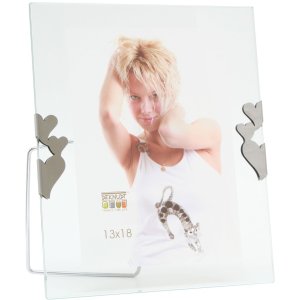 Glass photo frame heart 13x18 cm