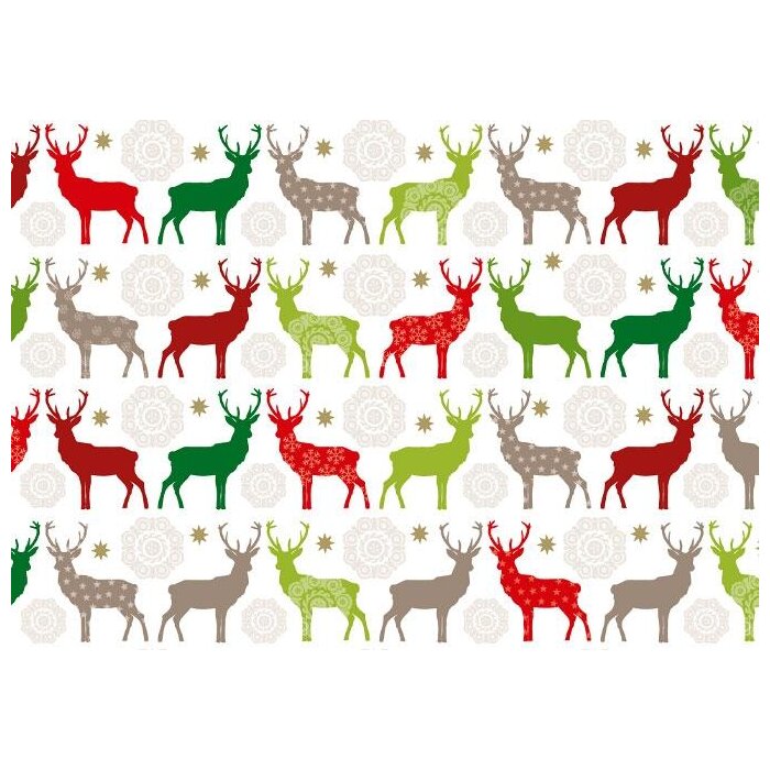 Paper 50x70cm deer elegant red green