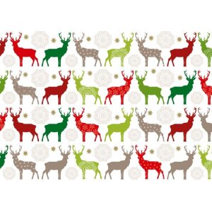 Paper 50x70cm deer elegant red green