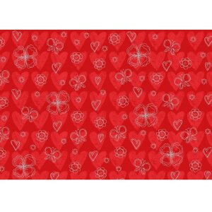 Paper 50x70cm hearts red silver